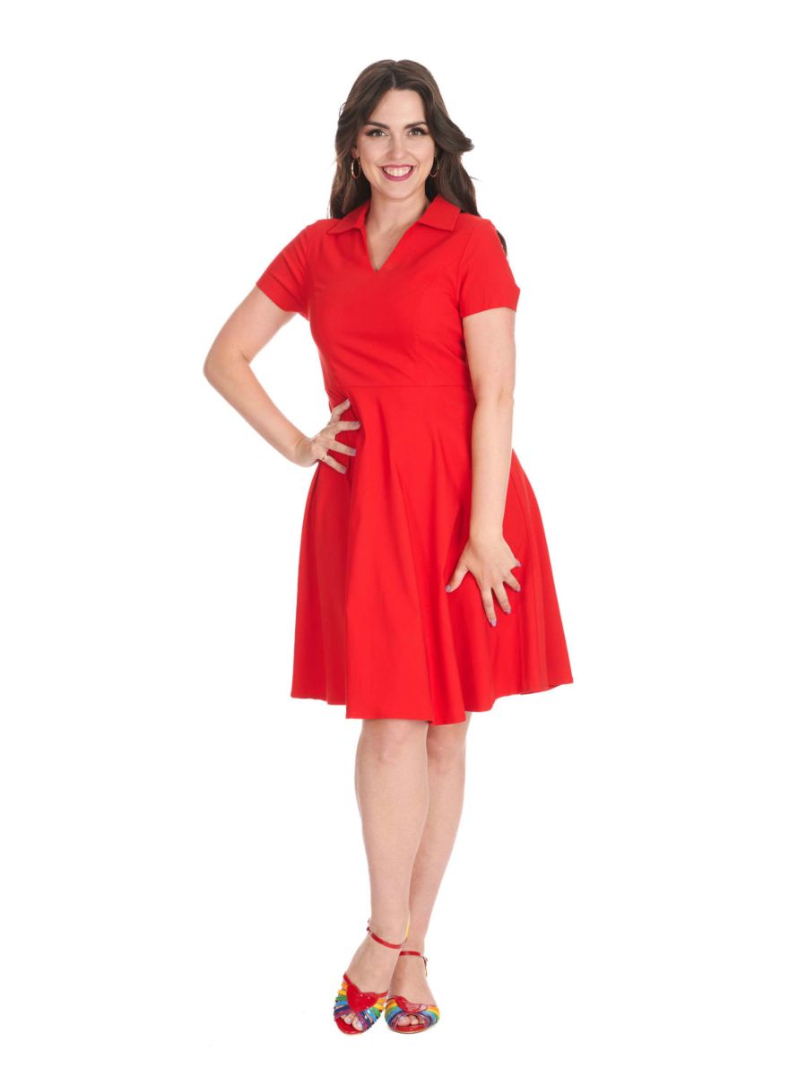 WONDER FIT & FLARE DRESS Red