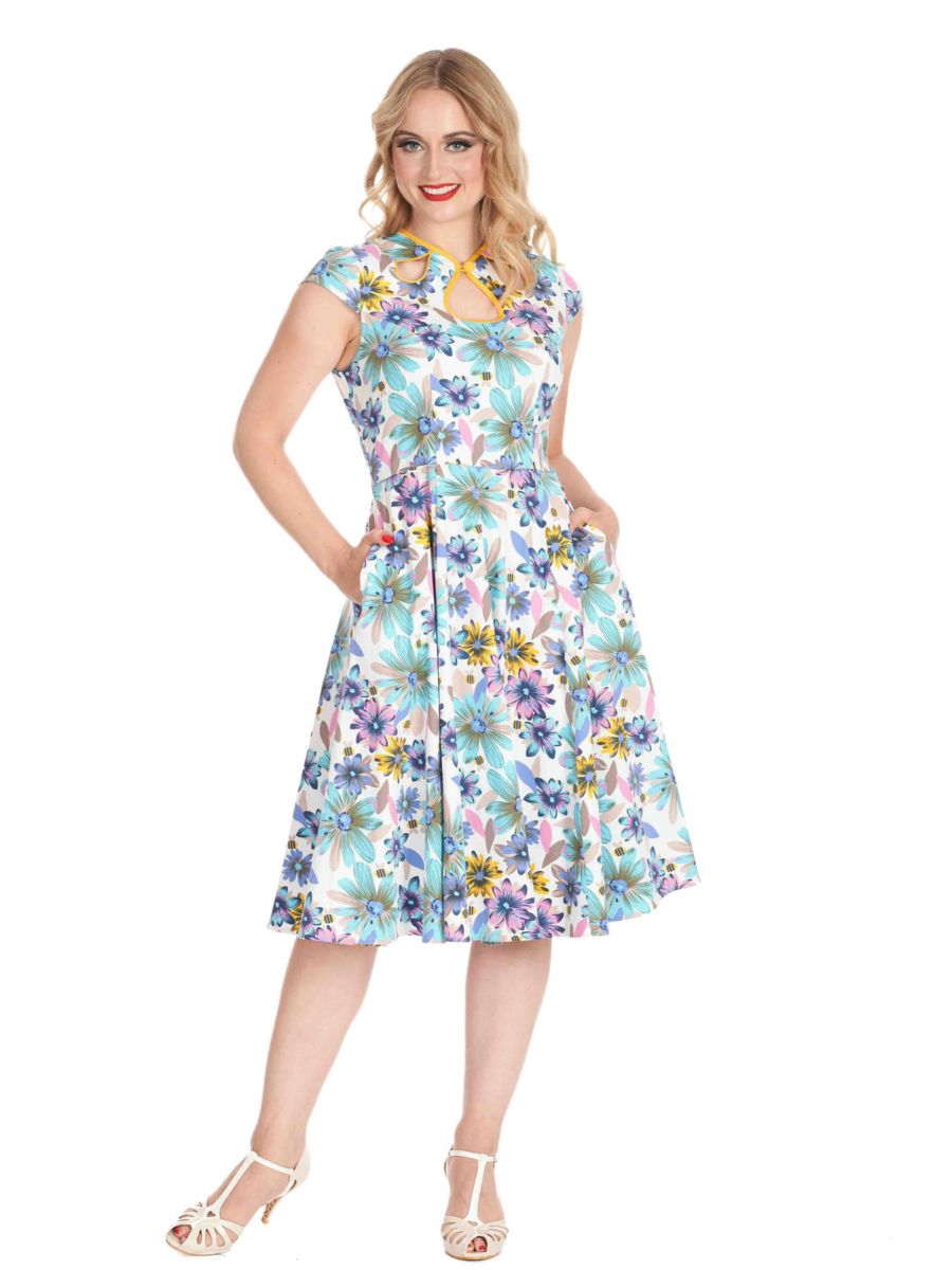 SUMMER BEE SWING DRESS White