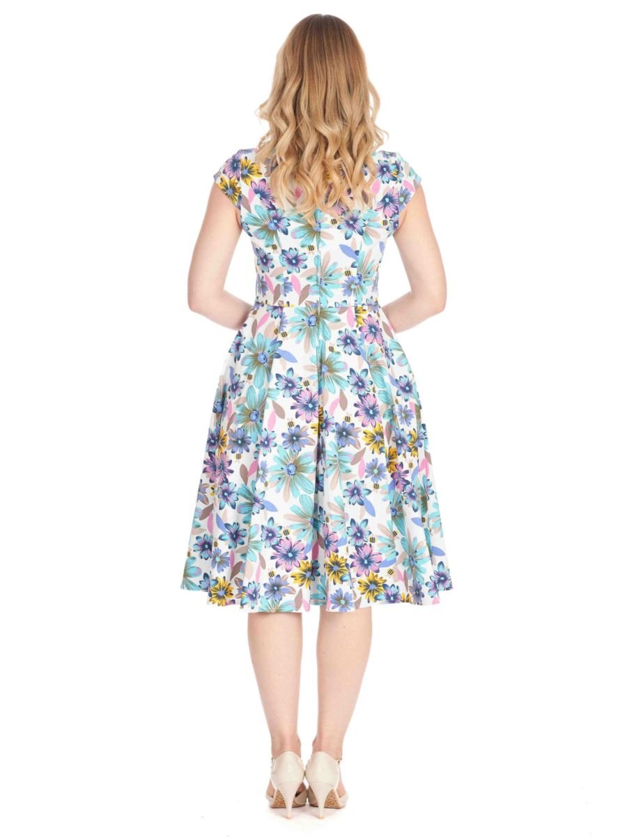 SUMMER BEE SWING DRESS White