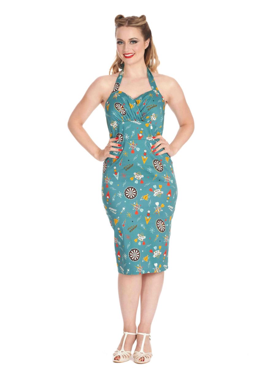 KEEP EM FLYING HALTER PENCIL DRESS Teal