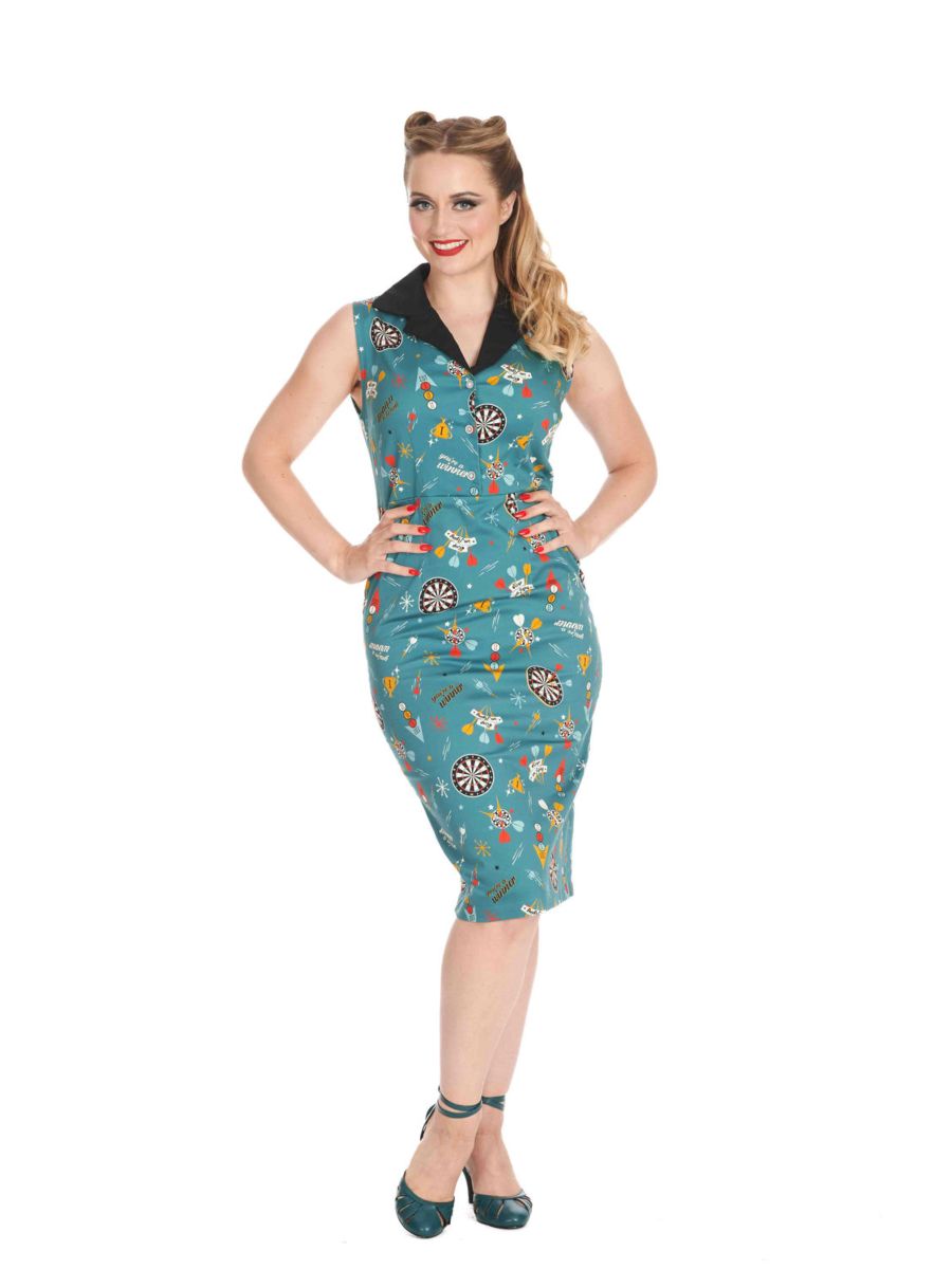 KEEP EM FLYING PENCIL DRESS Teal