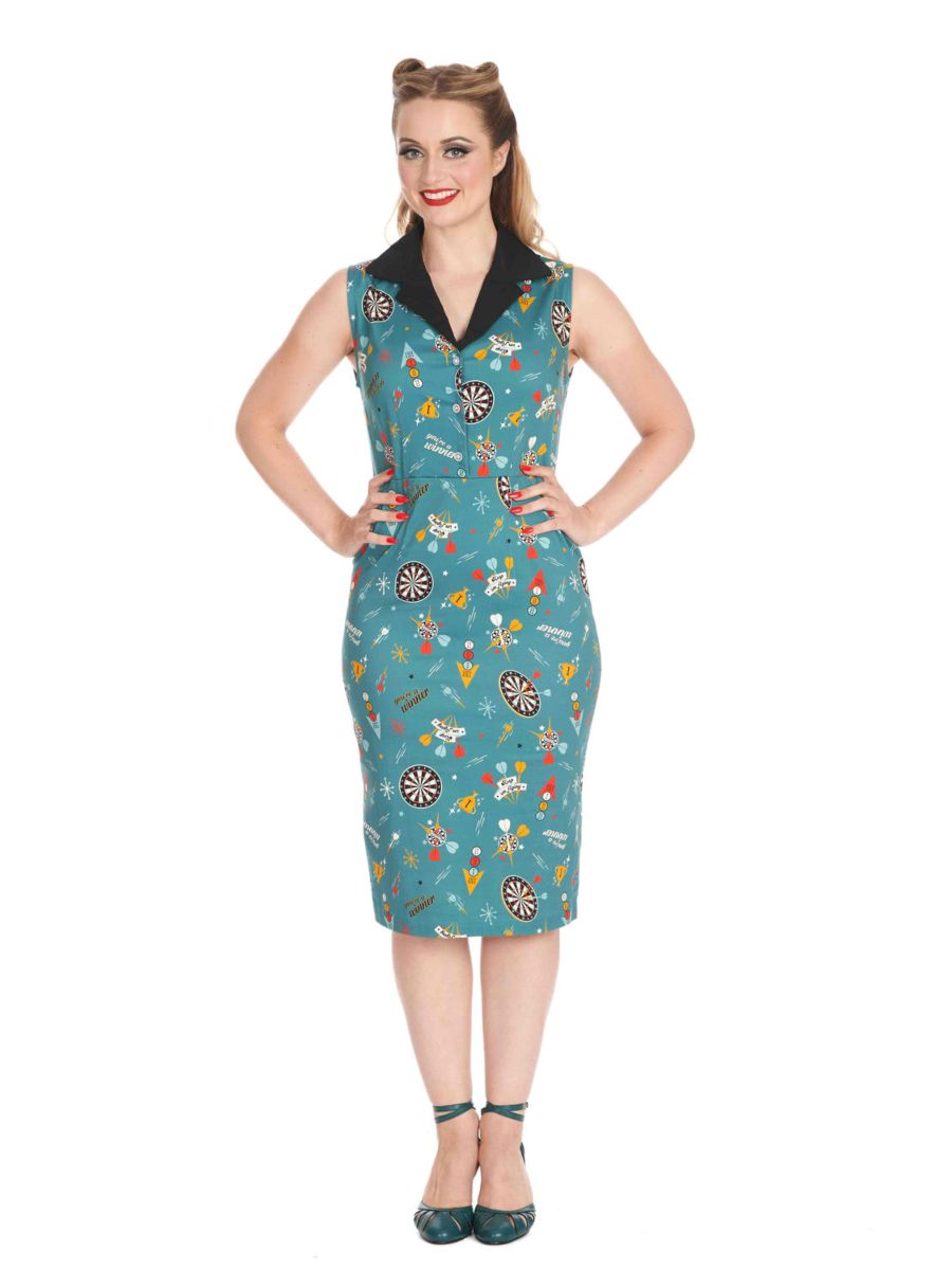 KEEP EM FLYING PENCIL DRESS Teal