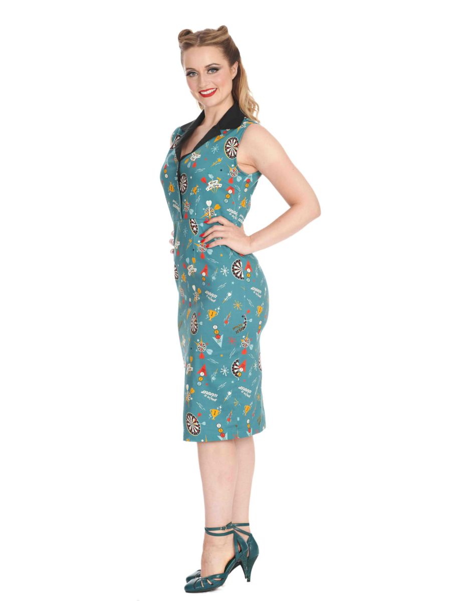 KEEP EM FLYING PENCIL DRESS Teal