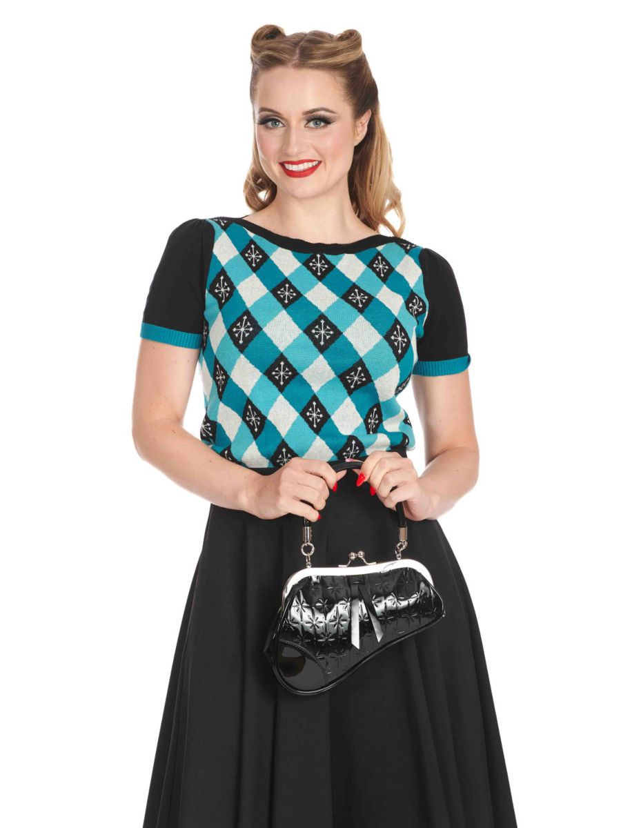 DARTS & CHECKS JUMPER Teal