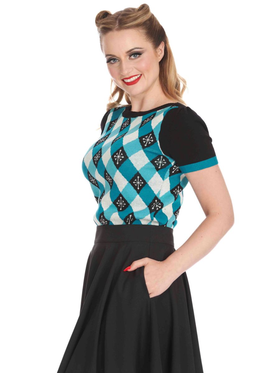 DARTS & CHECKS JUMPER Teal