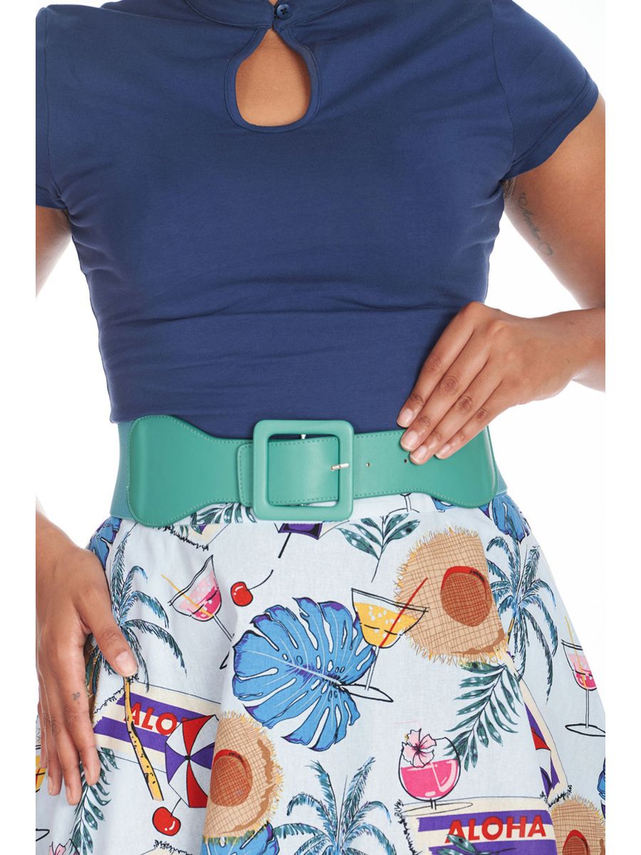 LAST DAY OUT SQUARE BUCKLE BELT Turquoise