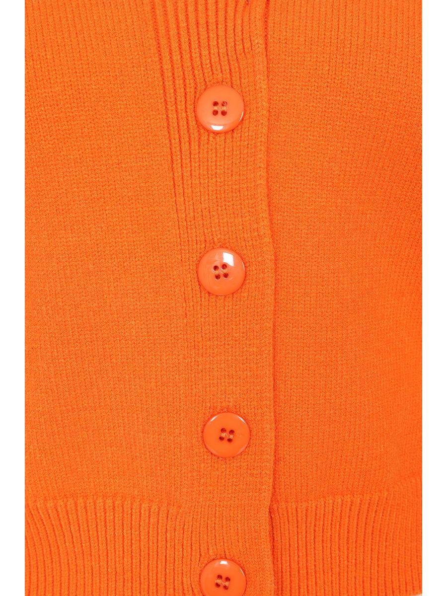 Banned Violet 40s/50s Crop Cardigan - Retro Style Shawl Collar Button-Up-Pumpkin Orange