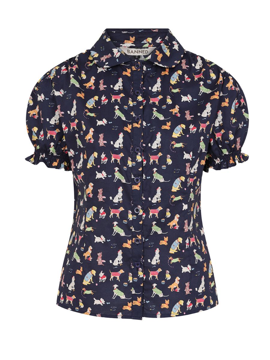 STAR WOOF BLOUSE Navy