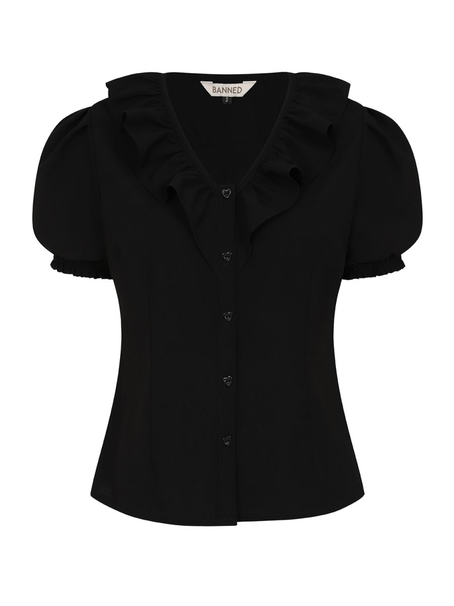 FRAN FRILL BLOUSE Black