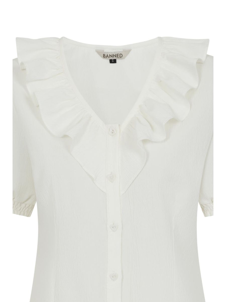 FRAN FRILL BLOUSE White