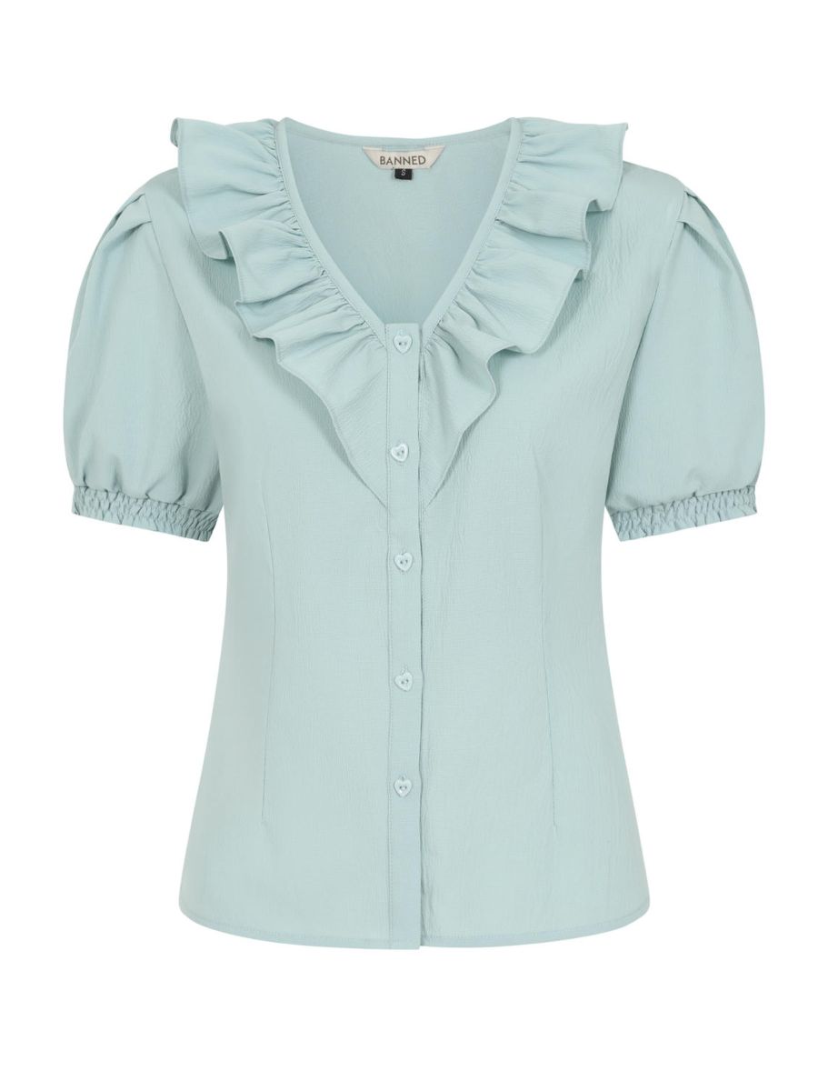 FRAN FRILL BLOUSE Blue