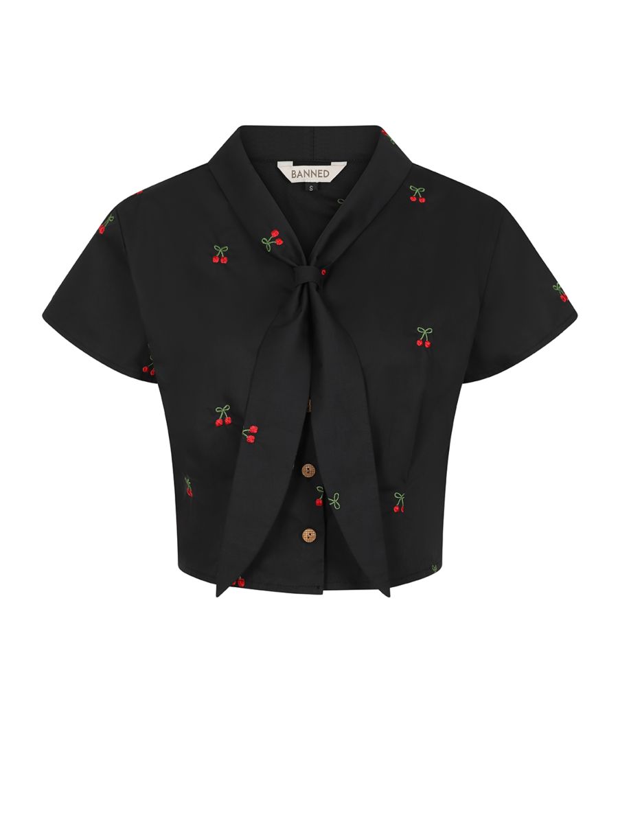 CHERRY VIBES BLOUSE Black