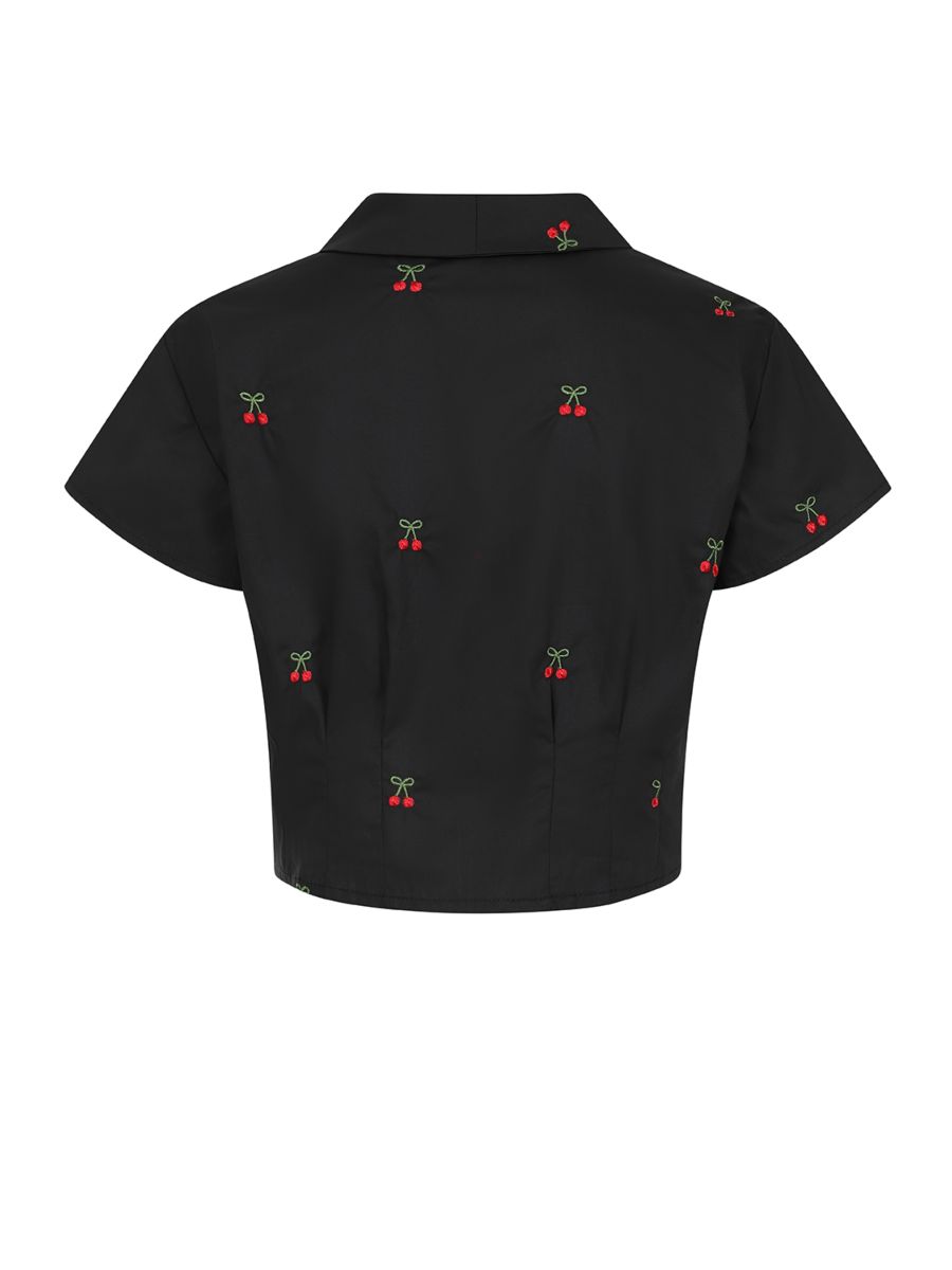 CHERRY VIBES BLOUSE Black