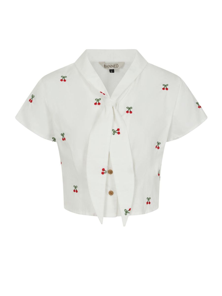 CHERRY VIBES BLOUSE White