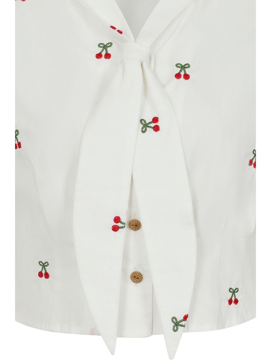 CHERRY VIBES BLOUSE White