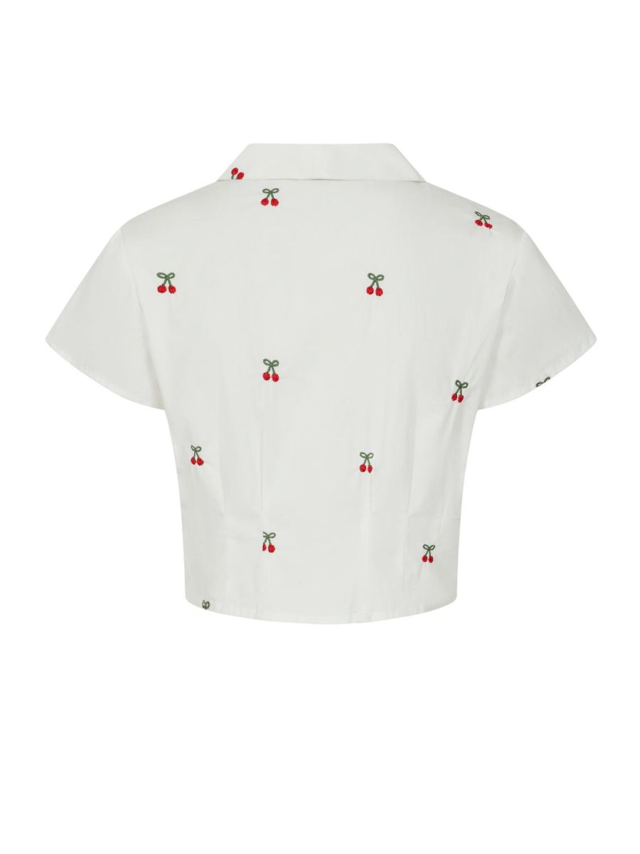 CHERRY VIBES BLOUSE White