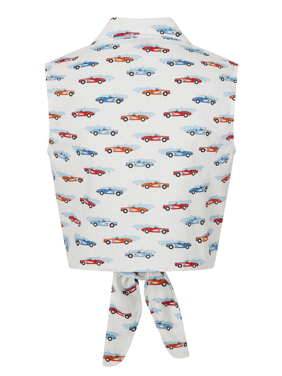 SANDY RETRO CAR BLOUSE White