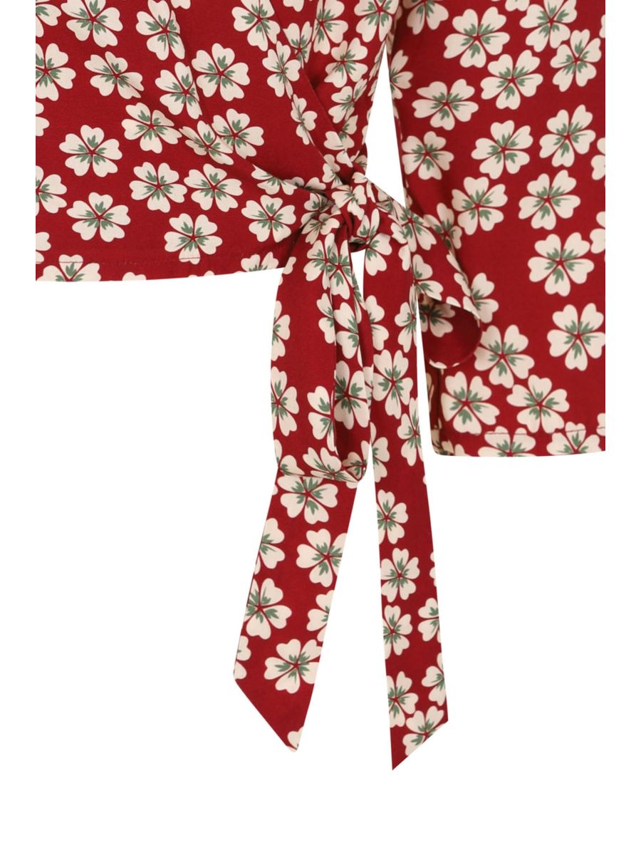 Gracie 40s blossom wrap blouse Red