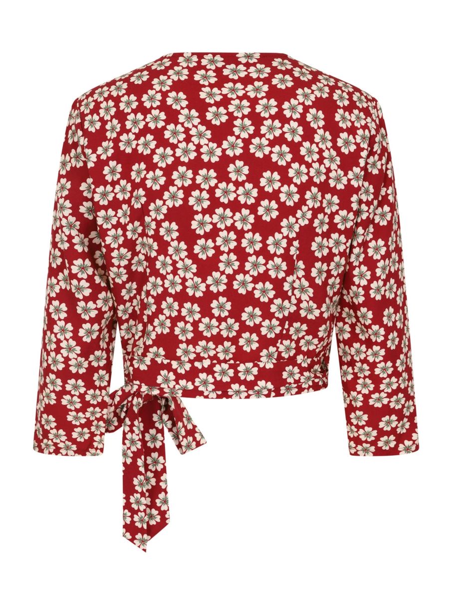 Gracie 40s blossom wrap blouse Red