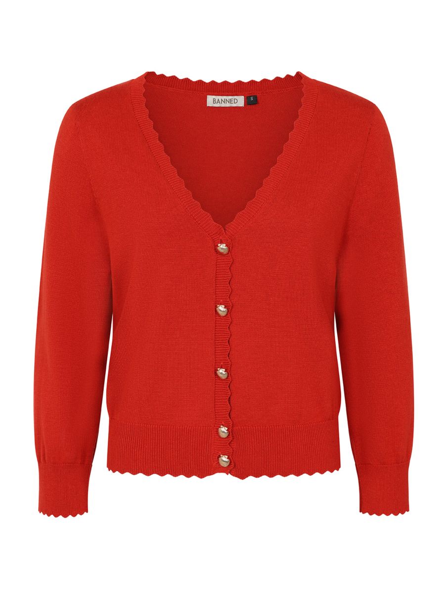 THELMA SCALLOP CARDIGAN Red
