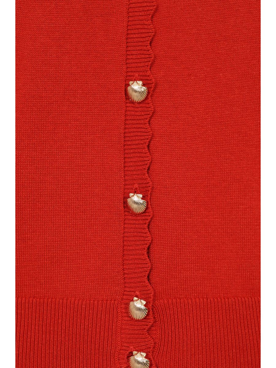THELMA SCALLOP CARDIGAN Red
