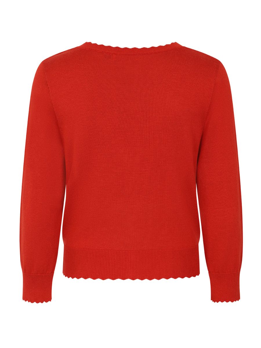 THELMA SCALLOP CARDIGAN Red