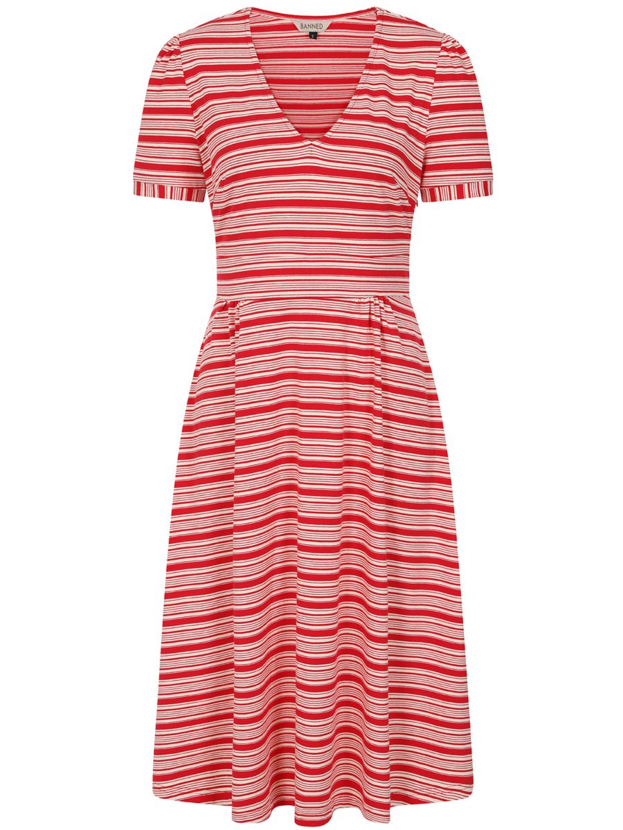FRAYA SAILING STRIPE DRESS Red