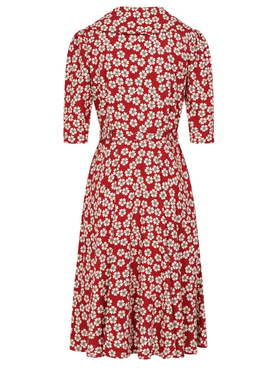 Elodie 40s blossom dress Red