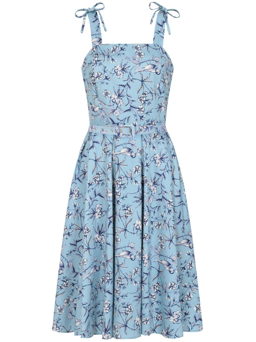 June toile swing dress Light Blue
