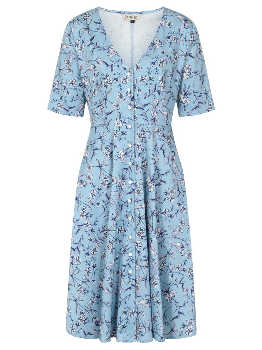 Emilia toile swing dress Light Blue