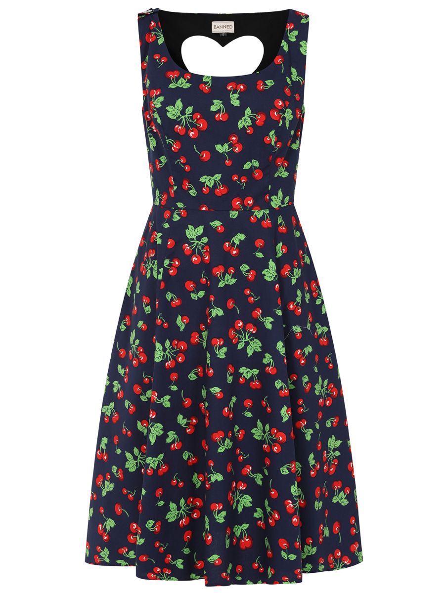 NORA HEART CHERRY DRESS Navy