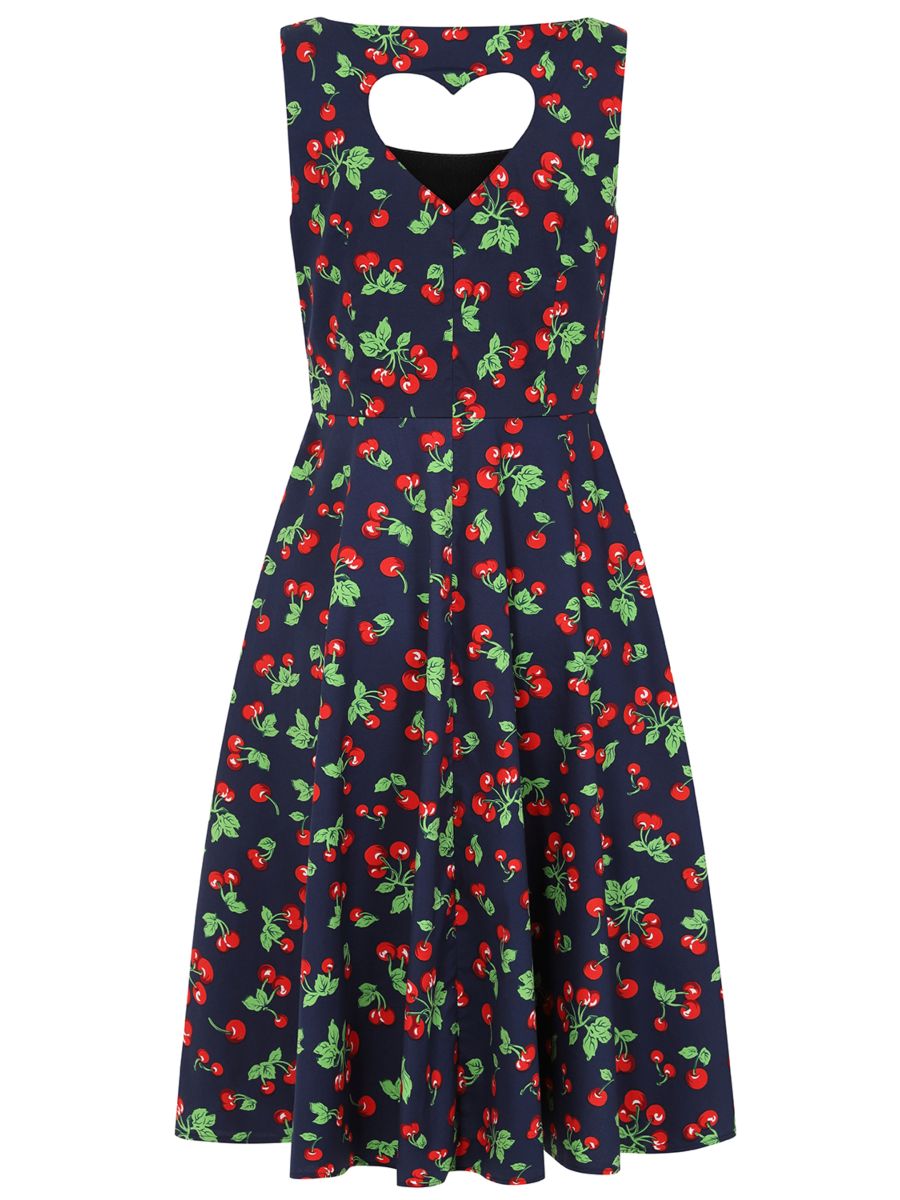 NORA HEART CHERRY DRESS Navy