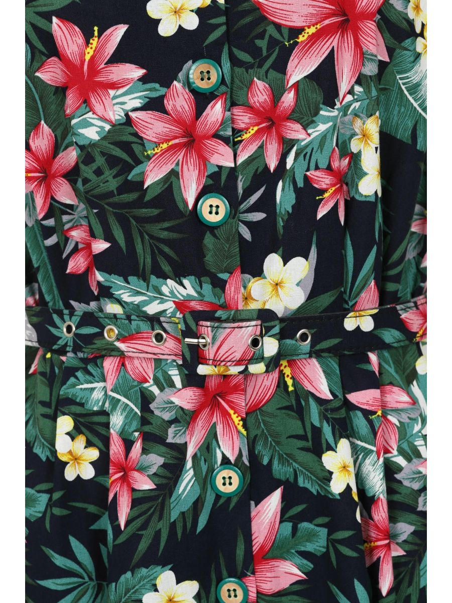 KATE TROPICAL DRESS Navy