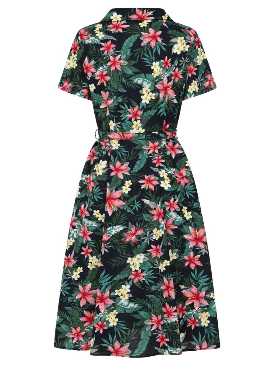 KATE TROPICAL DRESS Navy