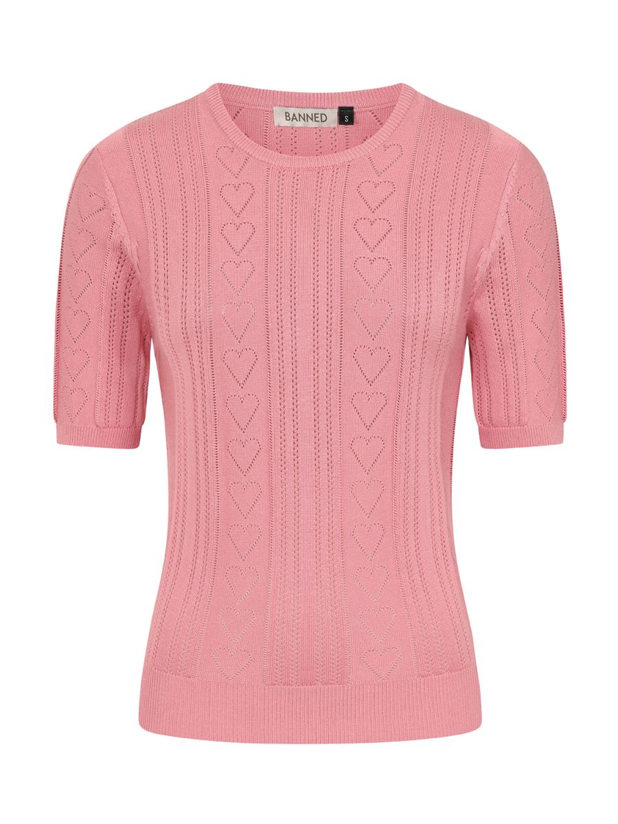 Banned Retro 50s Ruby Heart Jumper-Blush