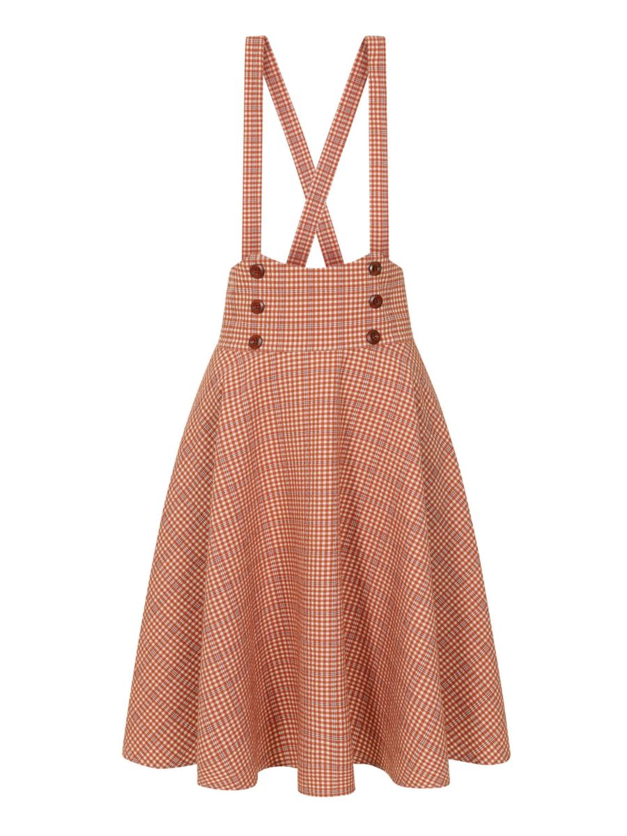 MOANA CHECK SKIRT Coral
