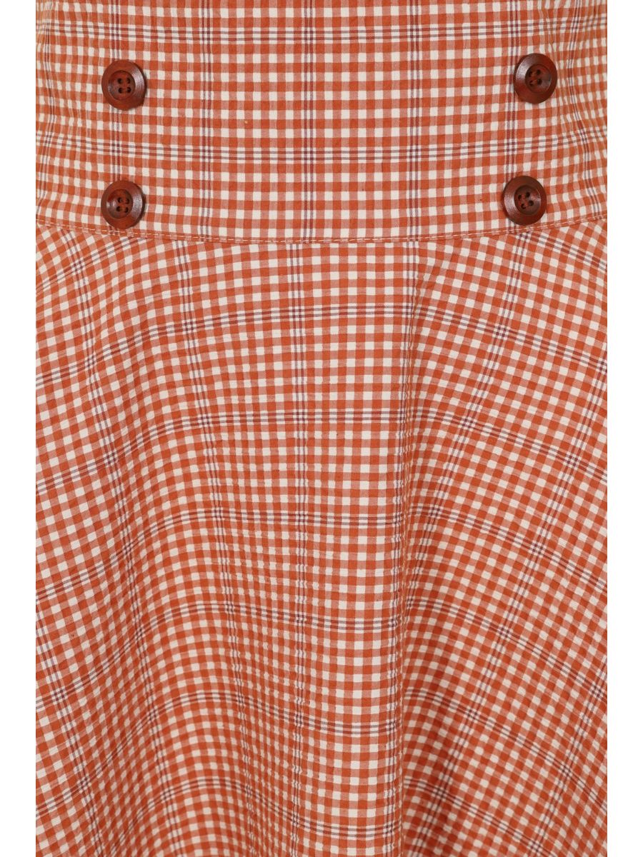 MOANA CHECK SKIRT Coral
