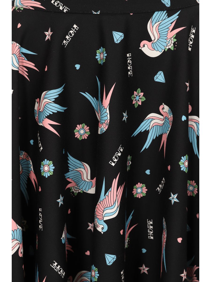 MARILOU SWALLOWS SWING SKIRT Black
