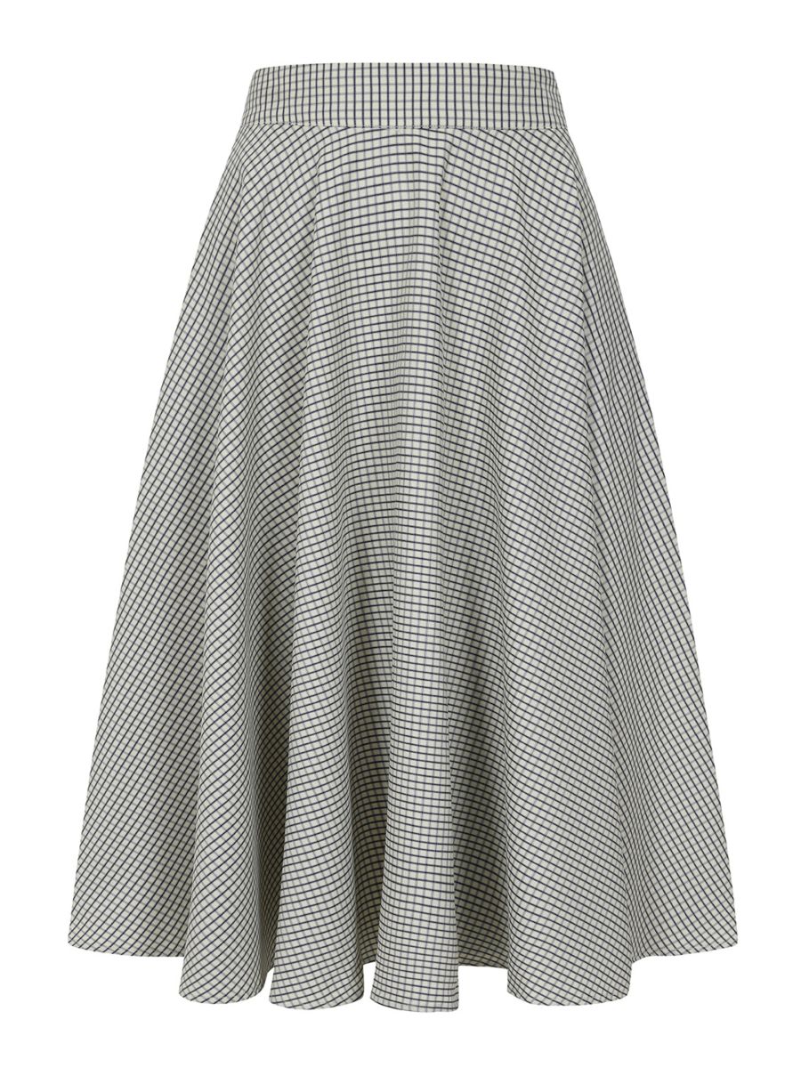 CARY NAVY CHECK SKIRT Navy