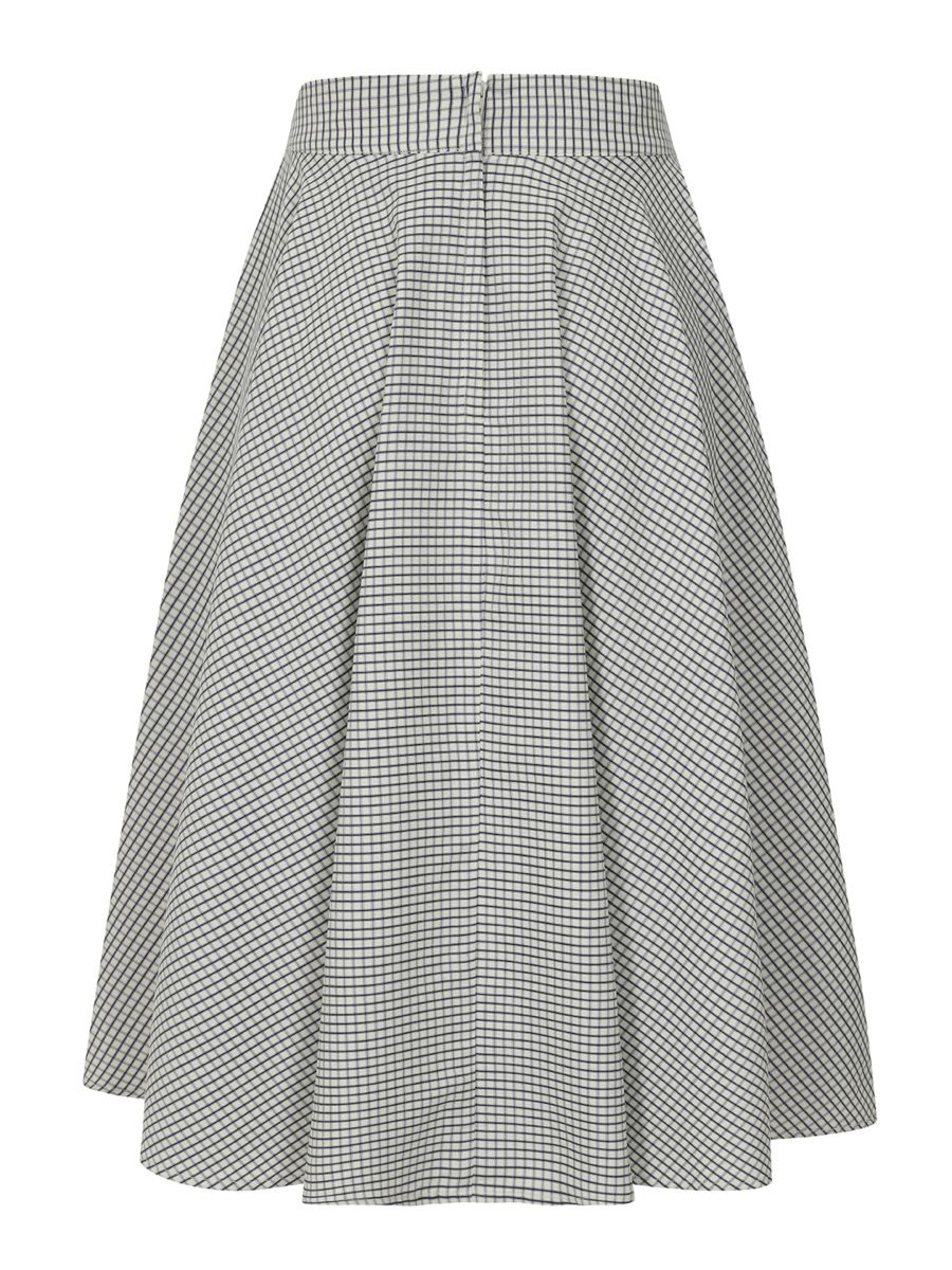 CARY NAVY CHECK SKIRT Navy