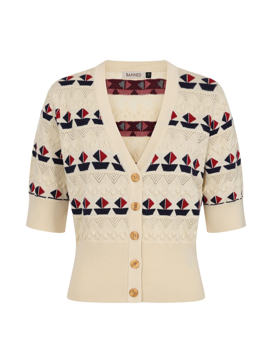 KITTY SAIL CARDIGAN White