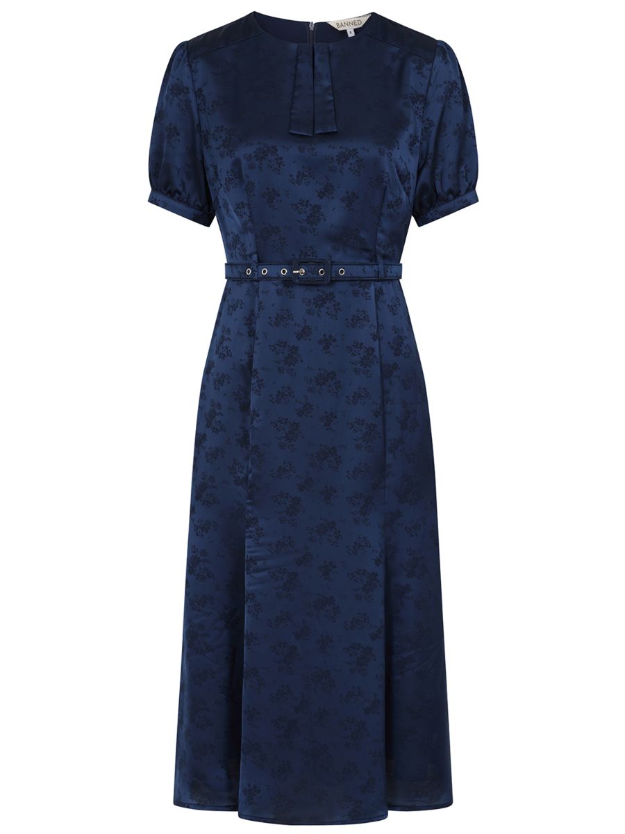 LUCILLE FLORAL DRESS Navy