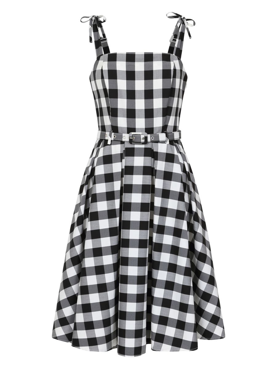 June gingham swing dress Black/White