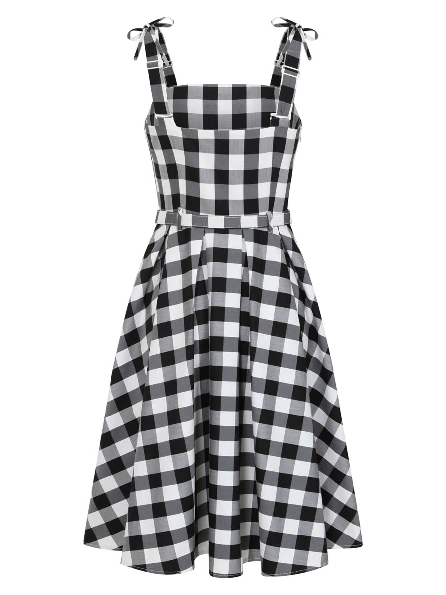 June gingham swing dress Black/White
