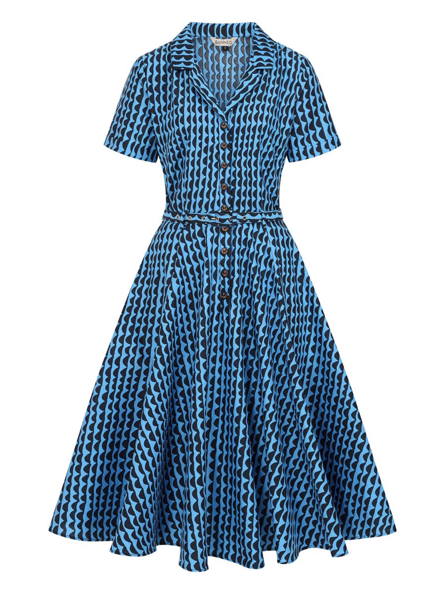 BELLA NATURE WAVES DRESS Blue