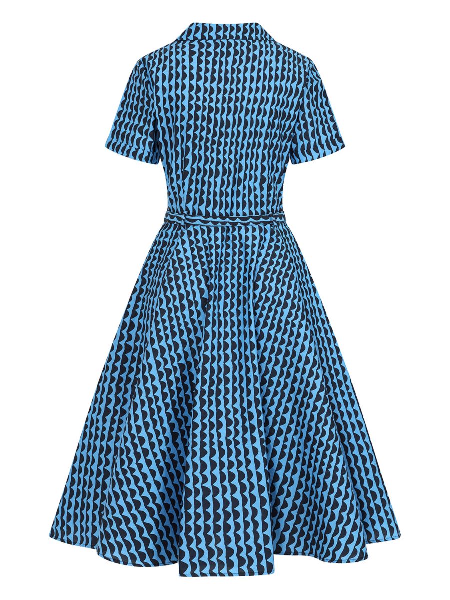 BELLA NATURE WAVES DRESS Blue