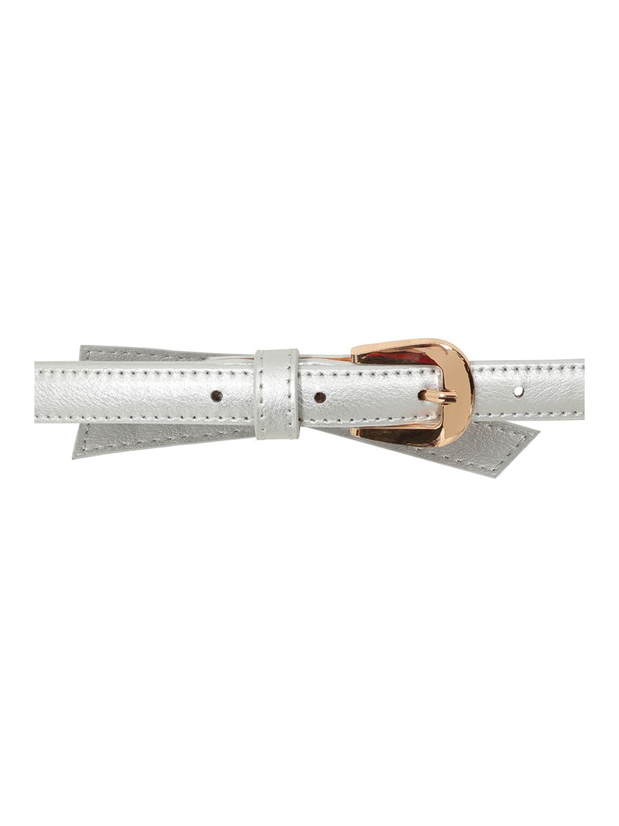 BANNED Gold Rush Belt   Retro and Rockabilly Slim Adjustable Bow Belt Silver