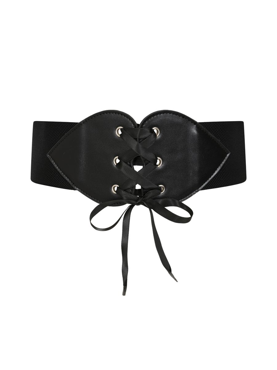 BANNED Sweetheart Elastic Belt   Retro and Rockabilly Laced Heart Elasticated Belt Black