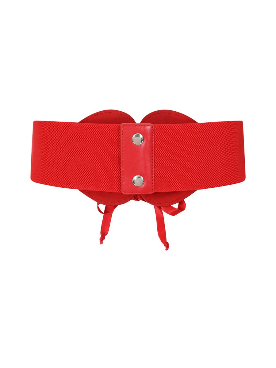 BANNED Sweetheart Elastic Belt   Retro and Rockabilly Laced Heart Elasticated Belt Red