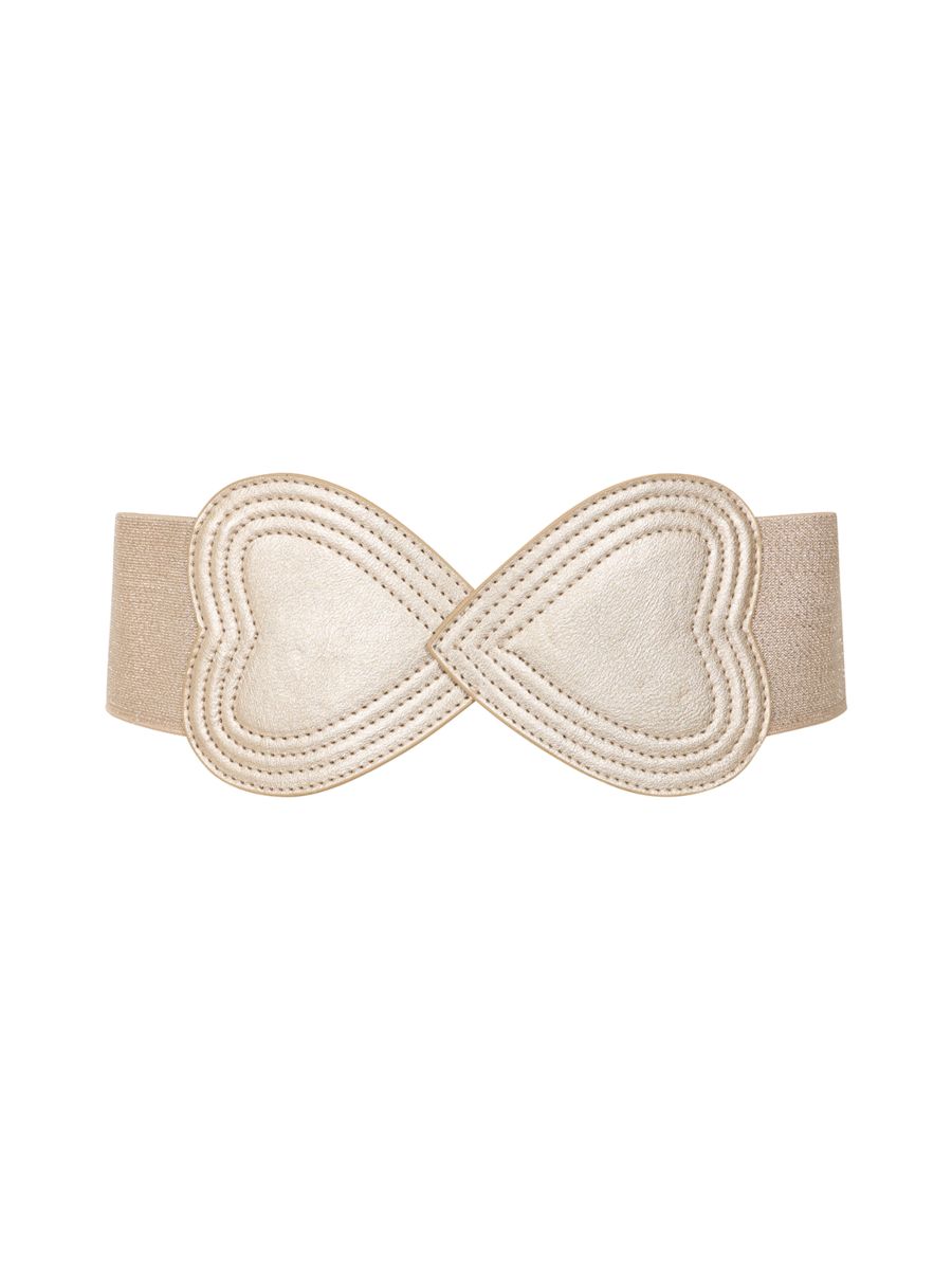 BANNED Heartbeat Elastic Belt   Retro and Rockabilly Heart Elasticated Belt Gold